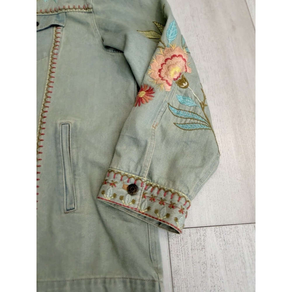 Johnny Was Denim Floral Embroidered Jacket Sz XL - Picture 4 of 11